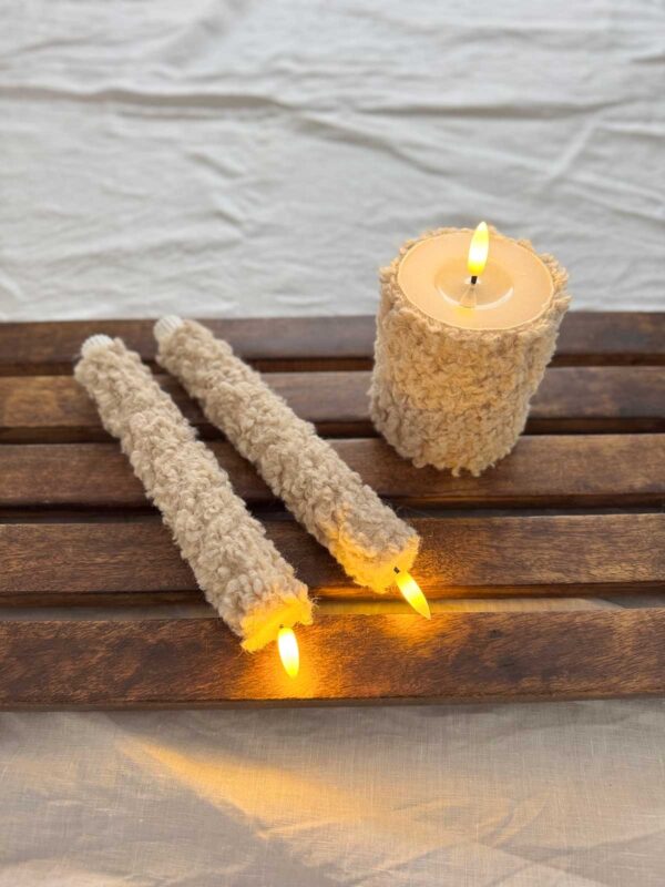 Blockljus beige korthårig päls