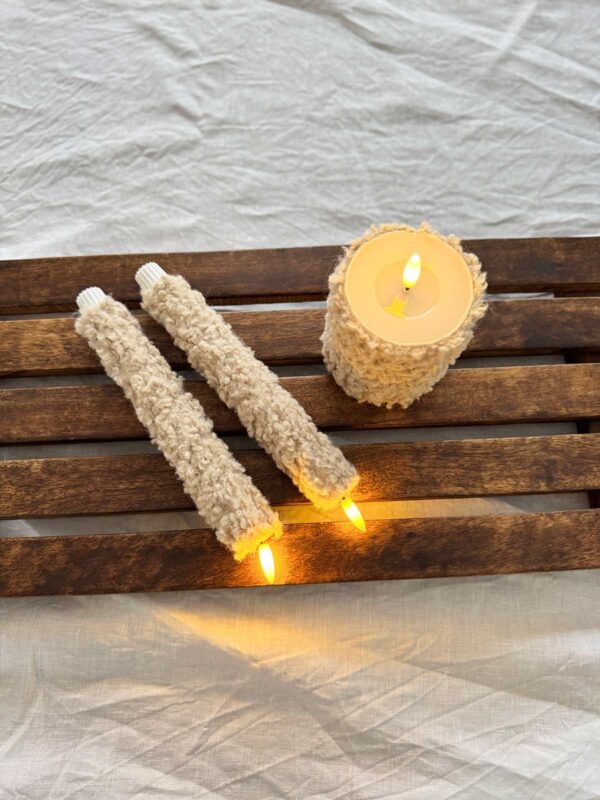 Blockljus beige korthårig päls