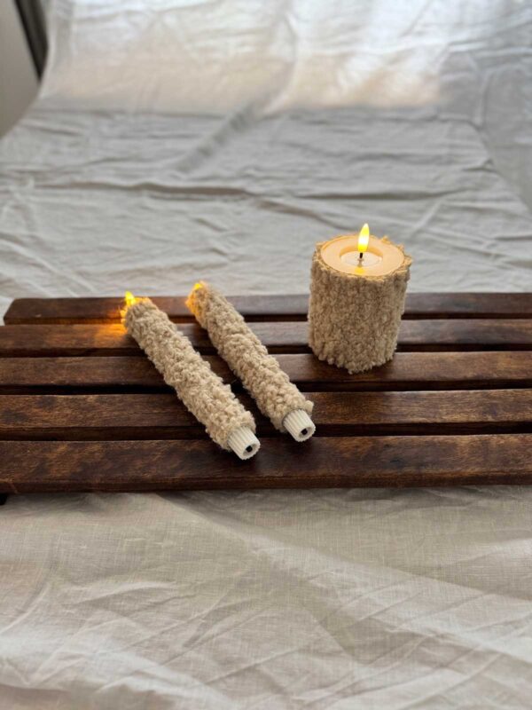 Blockljus beige korthårig päls