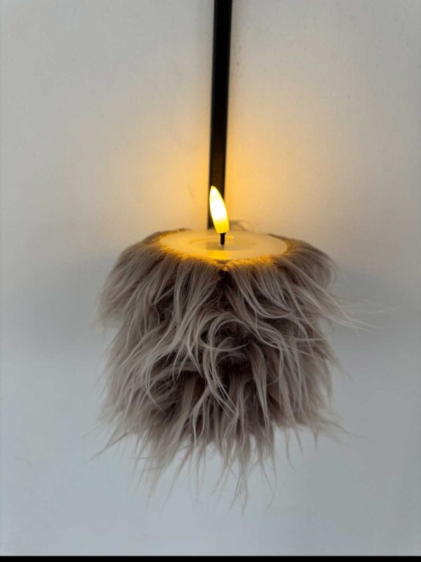 Blockljus beige långhårig päls