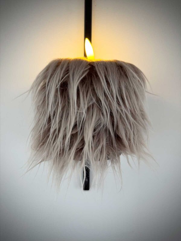 Blockljus beige långhårig päls