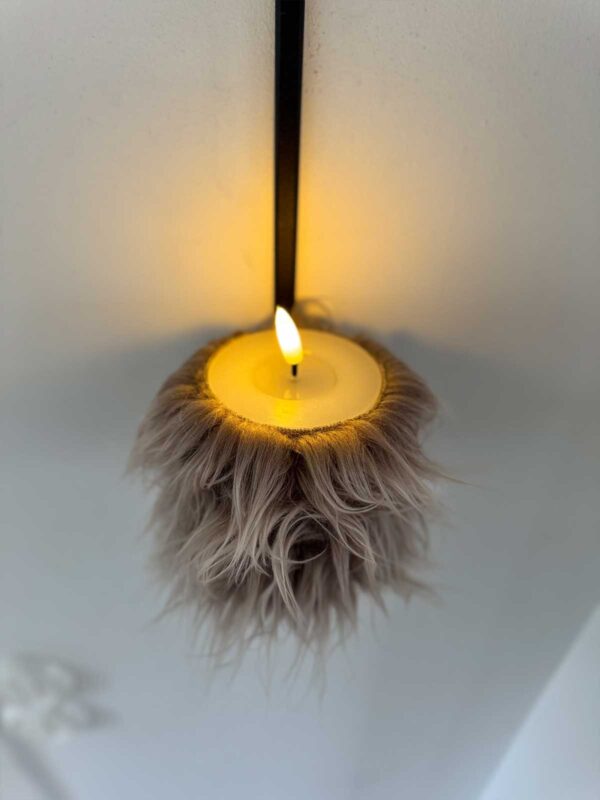 Blockljus beige långhårig päls