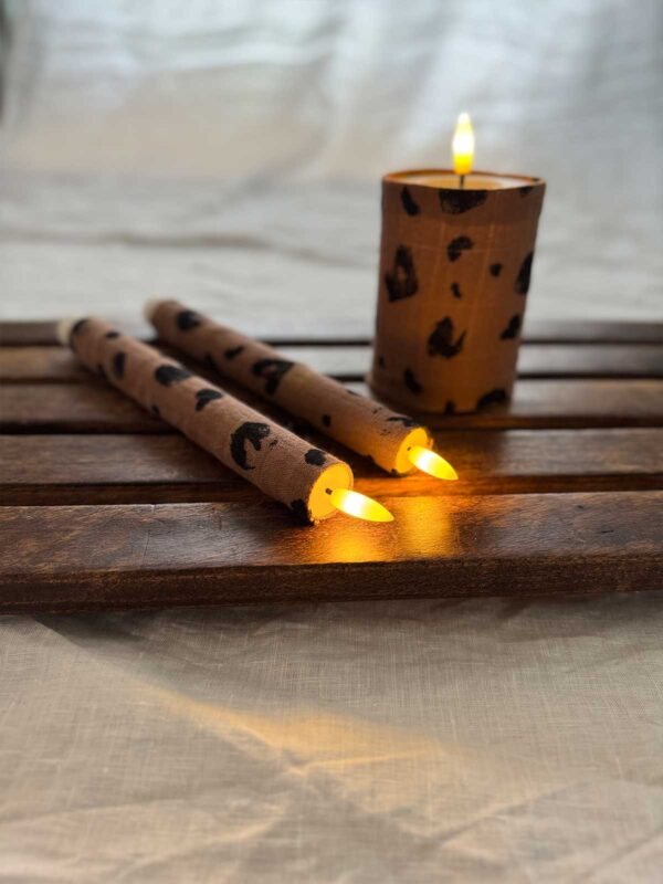 Blockljus brun linne leopard