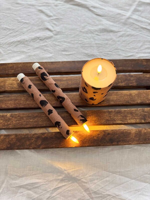 Blockljus brun linne leopard