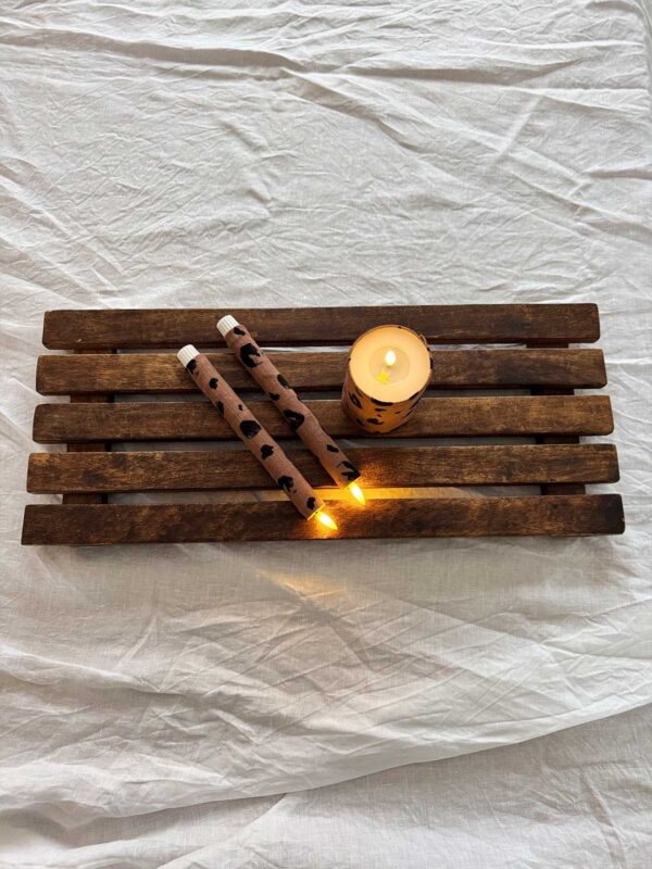 Blockljus brun linne leopard