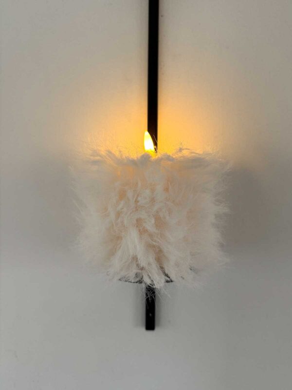 Blockljus vit långhårig päls