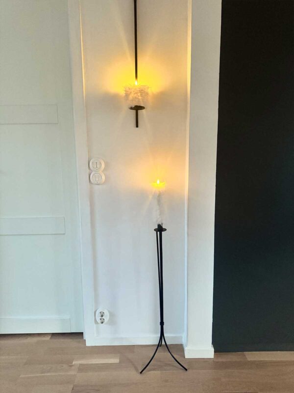 Blockljus vit långhårig päls