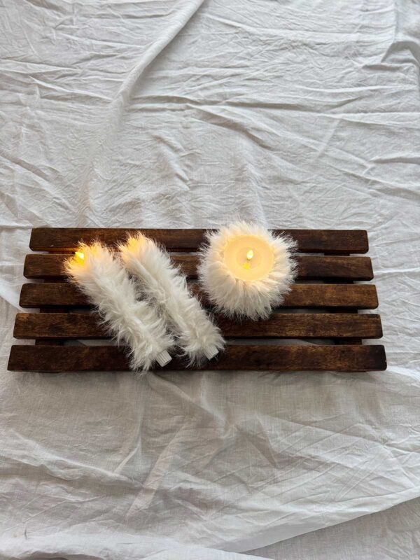 Blockljus vit långhårig päls