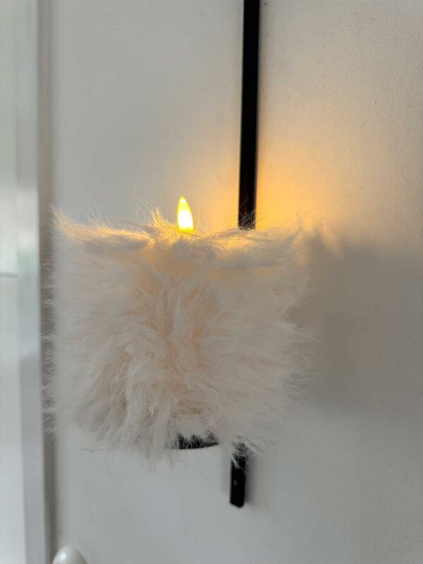 Blockljus vit långhårig päls