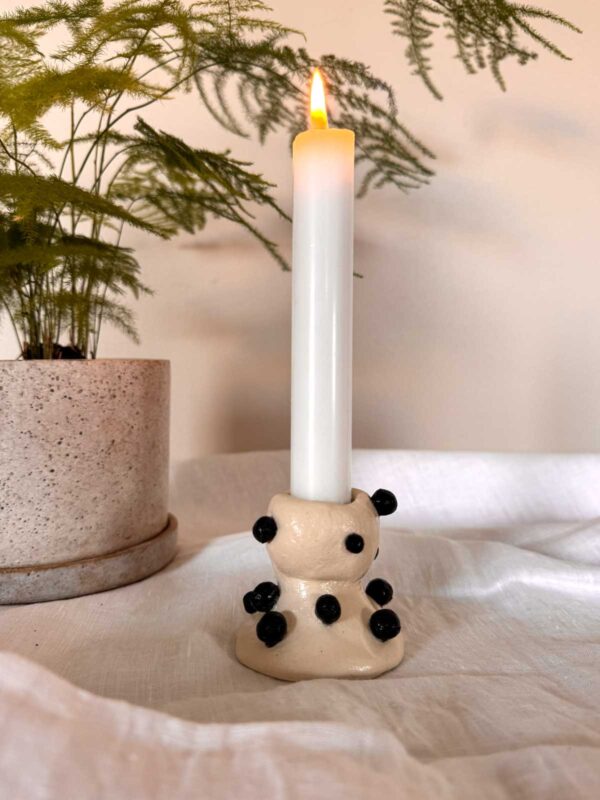 Knottrig ljusstake creme