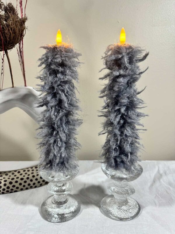 Kronljus grå mellanlång päls