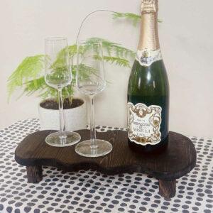 Träbricka våg medium svart